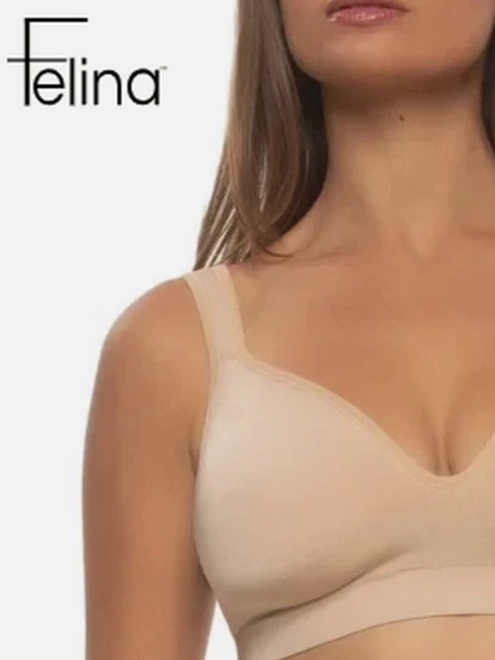 NWOT Felina C6612 Wire Free Bra Womens S Nude Adaptive Full Coverage Seamless